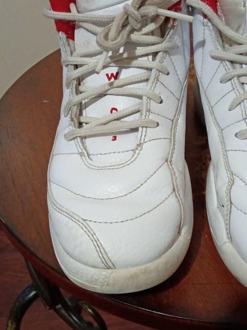 Nike Air Jordan Retro 12 XII Fiba White Red 151186-107 Pre School Unisex 2.5Y - Picture 7 of 14